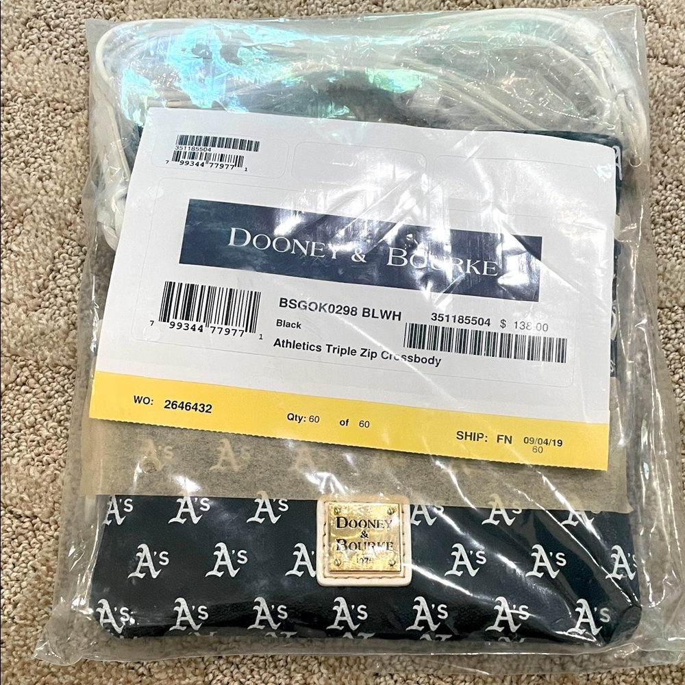 RARE Dooney & Bourke Black MLB Athletics Crossbody Bag. Brand new with tags.